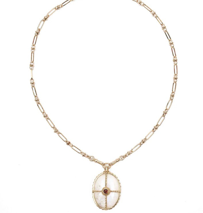 OCTAVE Collier Moonstone chaîne esprit vintage doré 24 cts