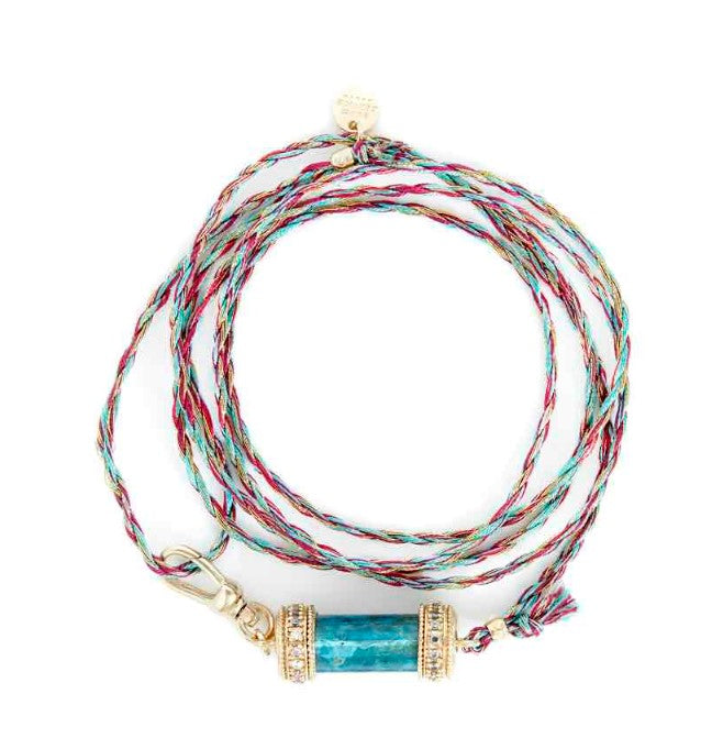 DEVA Bracelet multi-tours cordon de soie Chrysocolle