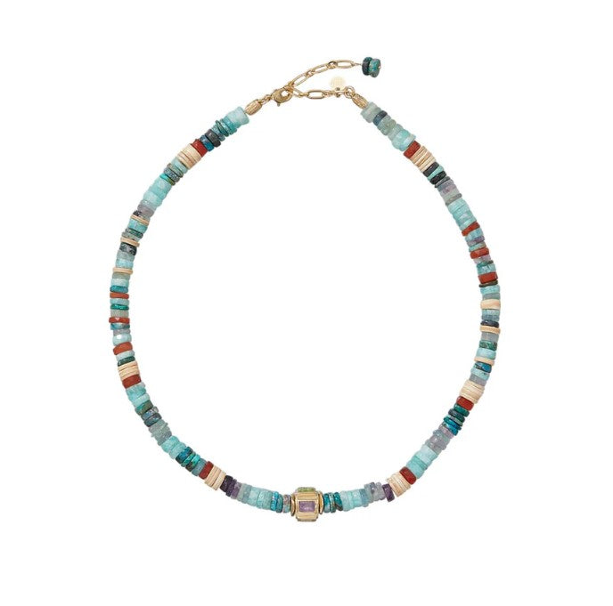 ANILA Collier multicolore, Amazonite, Perle multi-pierres