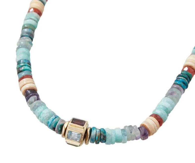 ANILA Collier multicolore, Amazonite, Perle multi-pierres