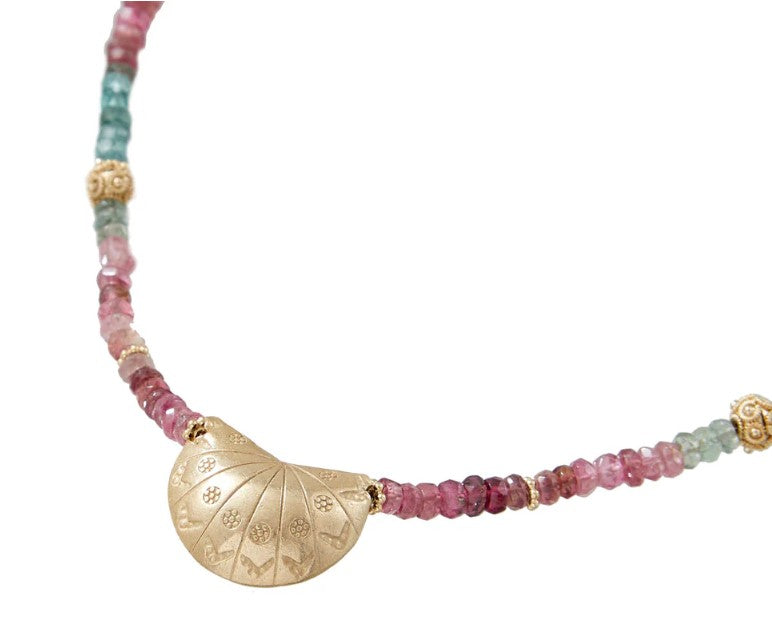 JAMIE Collier précieux Tourmalines - Argent plaqué or 24 cts
