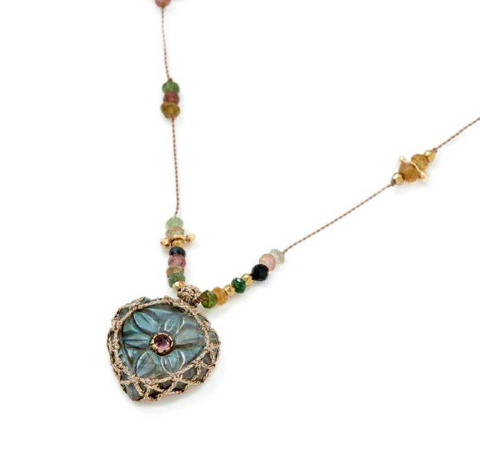 BLOSSOM collier Labradorite Grenat