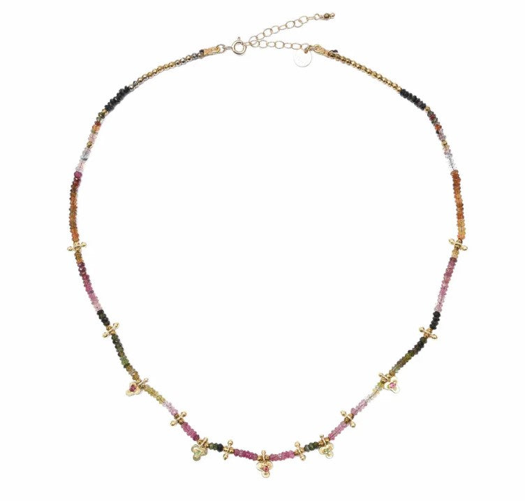 LUCKY Collier Tourmalines multicolores Argent 925 plaqué Or