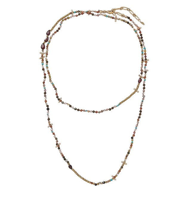 ADOUM MINI Bracelet multi-tours multicolore Grenat, plaqué Or 24 cts