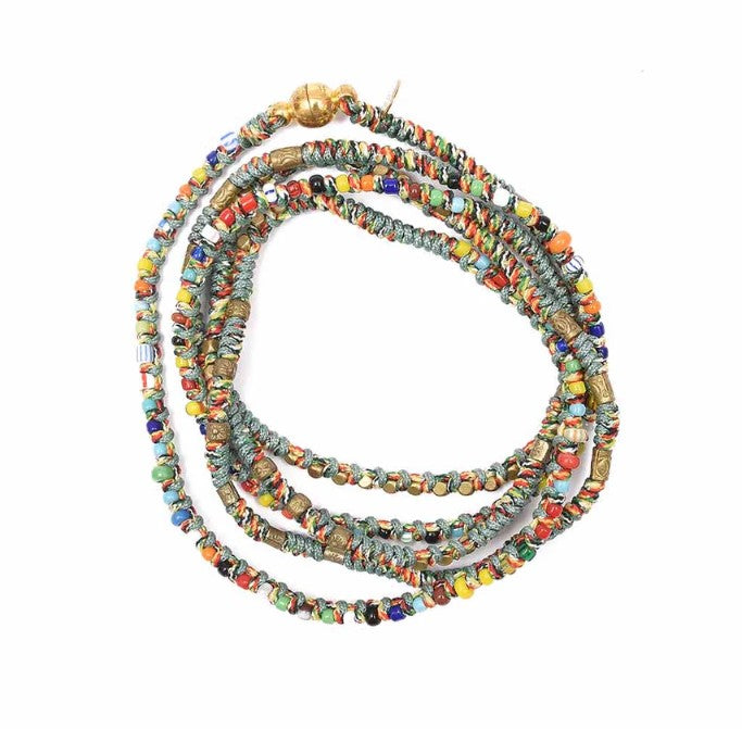 MANILLA Bracelet multitours Turquoise - Perles africaines