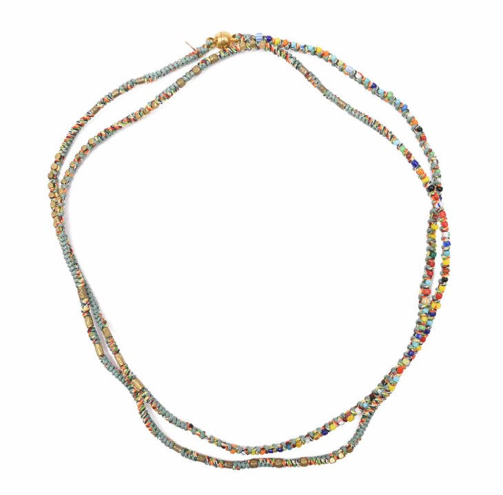 MANILLA Bracelet multitours Turquoise - Perles africaines