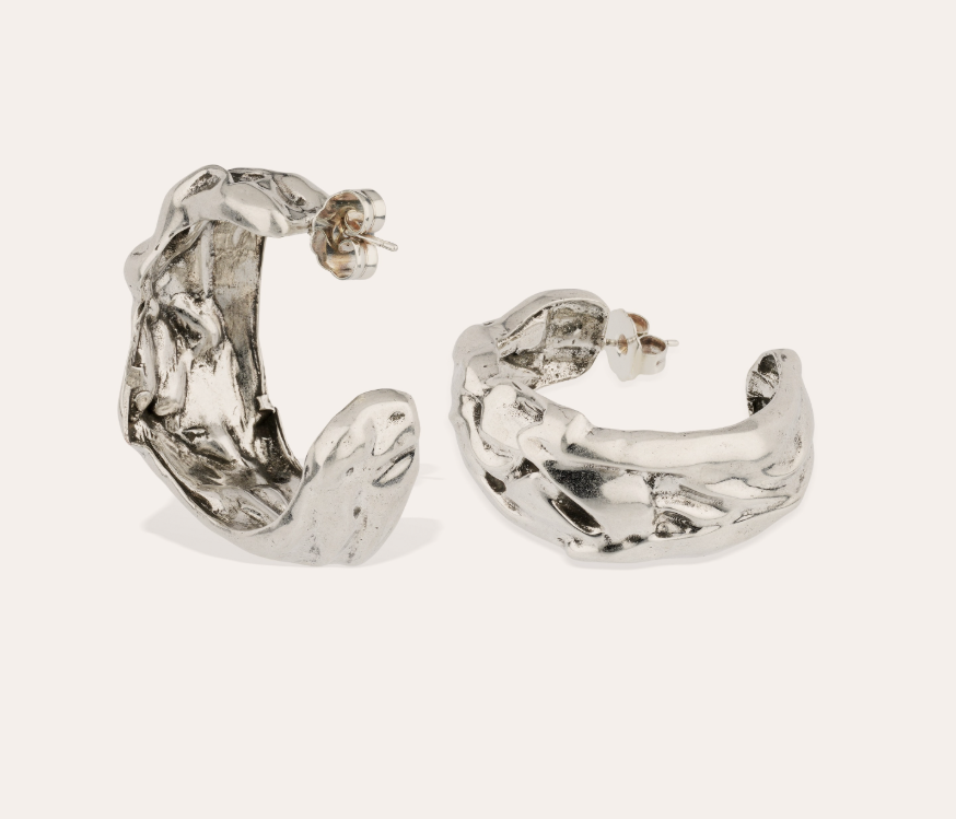 Boucles d'oreilles créoles Compression argentées