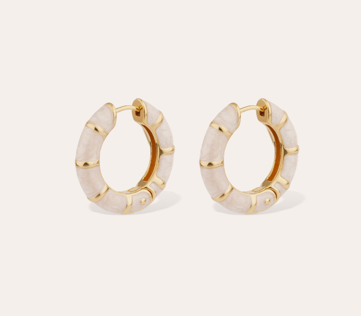 Boucles d'oreilles Bambou mini émail dorées