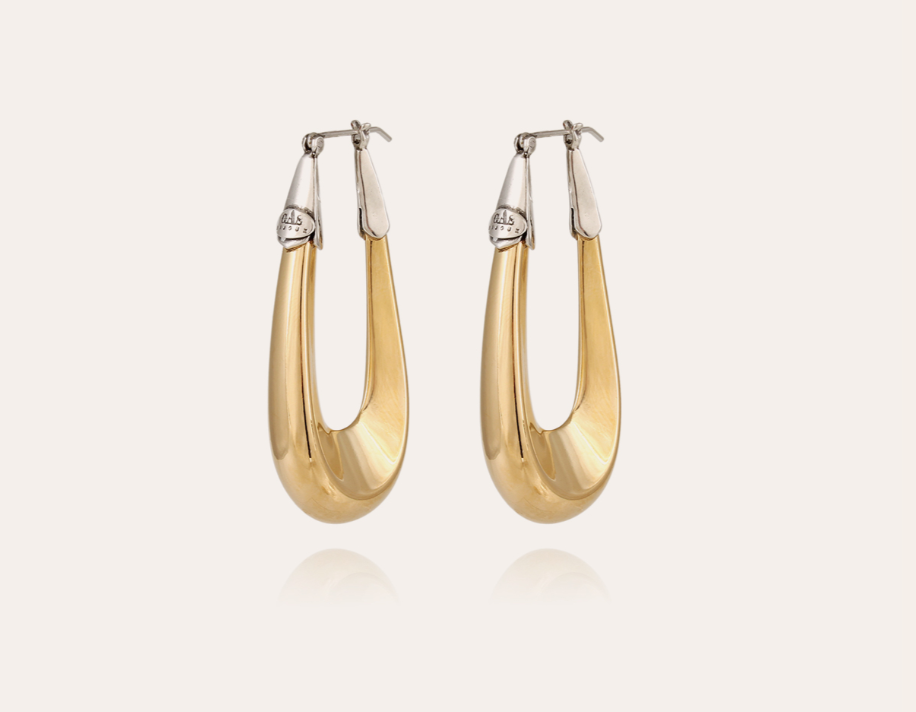 Boucles d'oreilles Écume grand modèle bicolore argentées