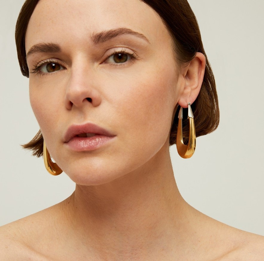 Boucles d'oreilles Écume grand modèle bicolore argentées