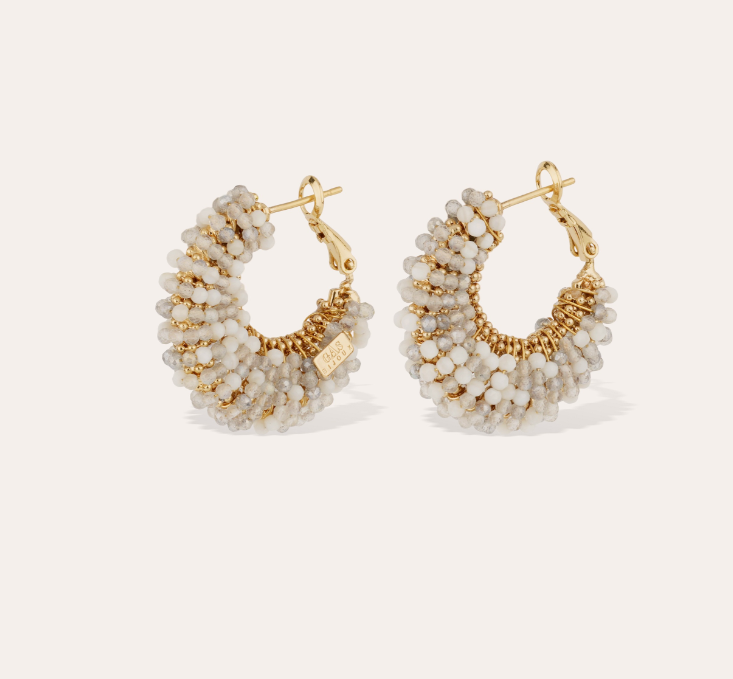 Boucles d'oreilles Izzia petit modèle dorées - Labradorite & Pierre de lune