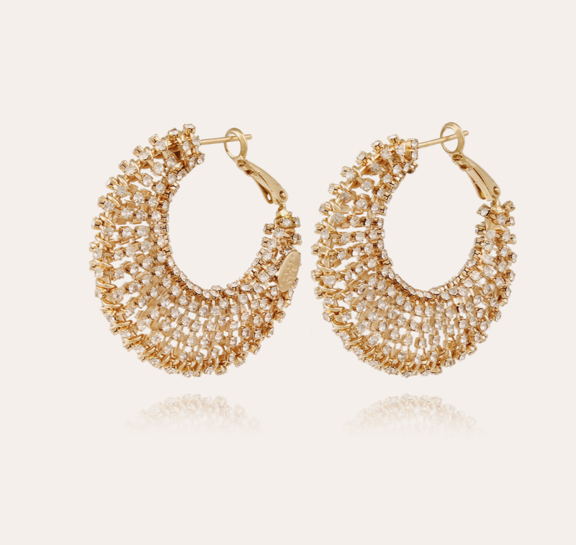 Boucles d'oreilles Izzia strass grand modèle dorées