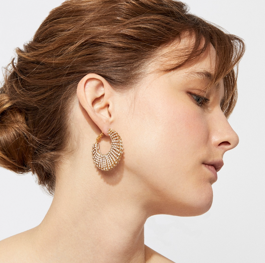 Boucles d'oreilles Izzia strass grand modèle dorées