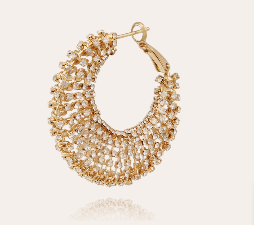 Boucles d'oreilles Izzia strass grand modèle dorées