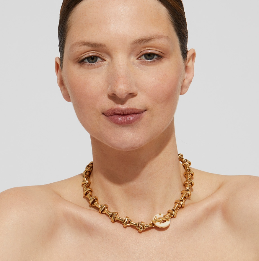Collier Adrian acétate doré - Ivoire