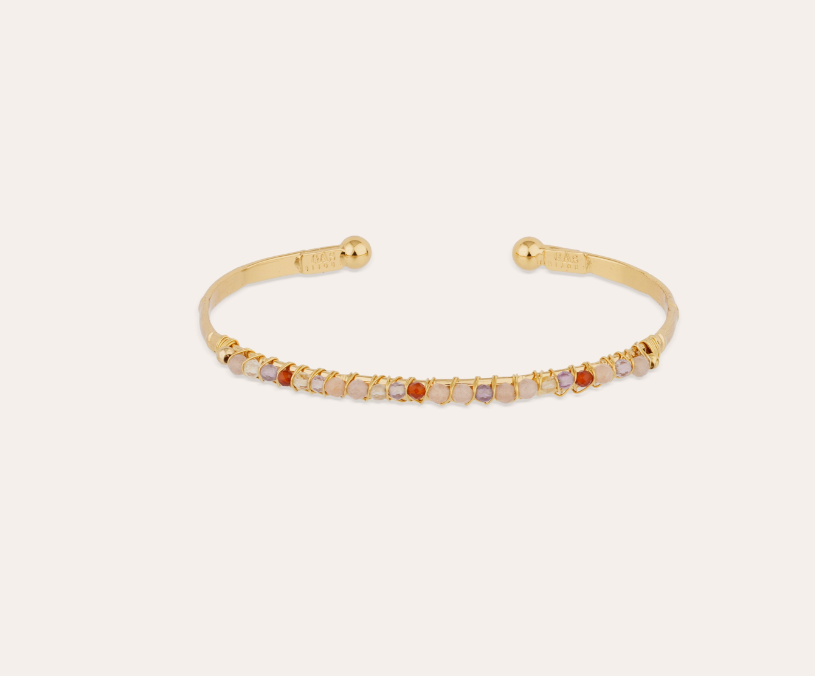 Bracelet Lyre jonc petit modèle doré - Améthyste & Labradorite