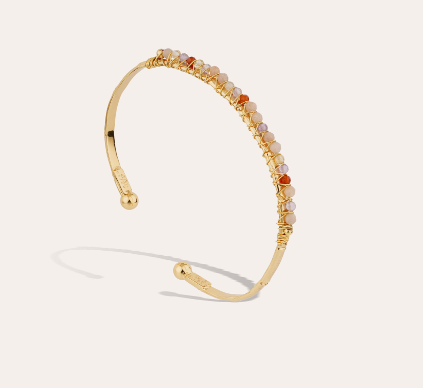 Bracelet Lyre jonc petit modèle doré - Améthyste & Labradorite