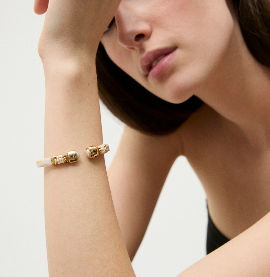 Bracelet Sarina acétate doré - Ivoire