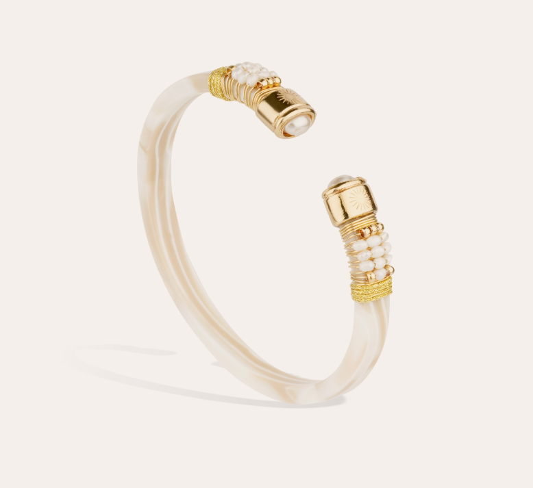 Bracelet Sarina acétate doré - Ivoire