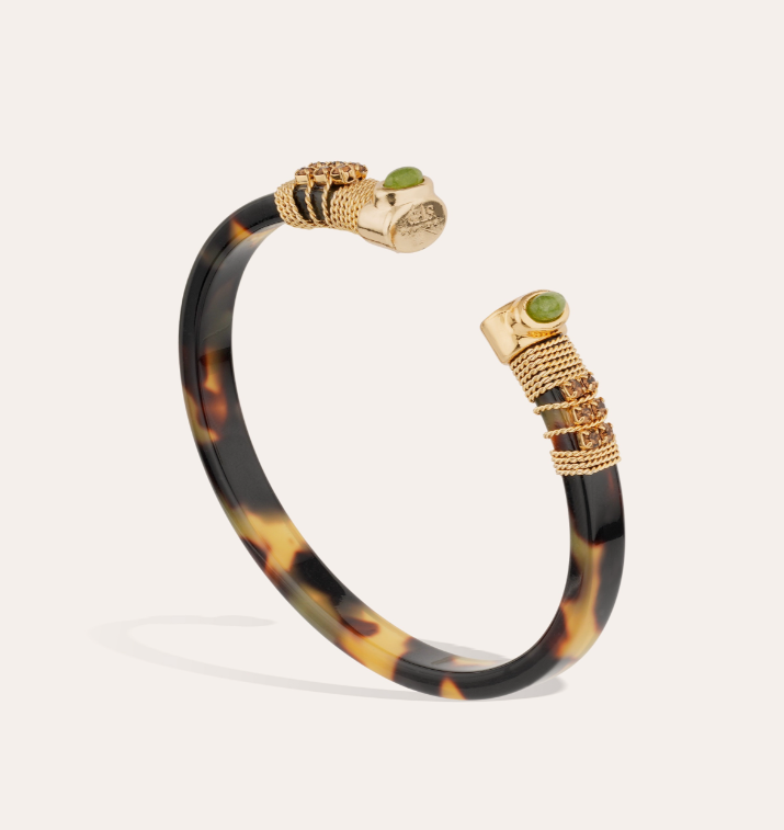 Bracelet Sarina strass acetate doré - Vert