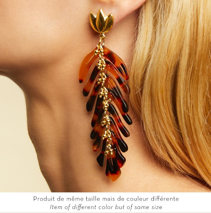 Boucles d'oreilles Cavallo acétate dorées - Écaille