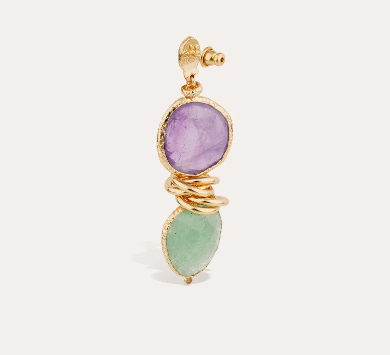 Boucles d'oreilles Sirena - Améthyste & Quartz vert