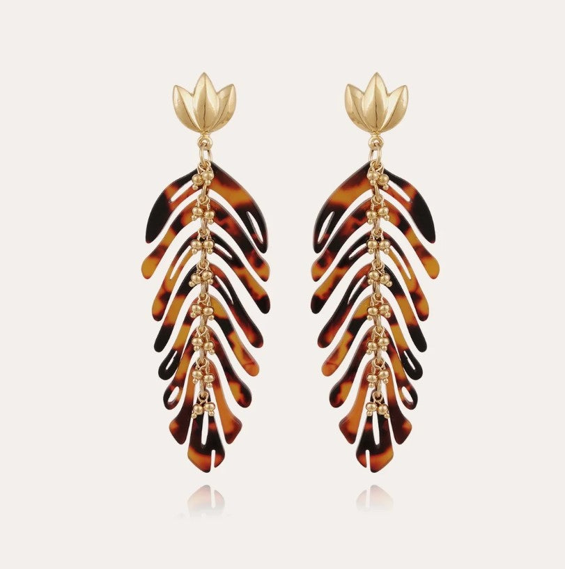 Boucles d'oreilles Cavallo acétate dorées - Écaille