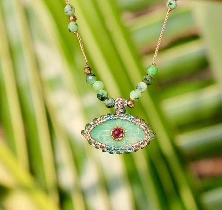 IRIS PRECIOUS Collier Chrysoprase et Rubis zoisite