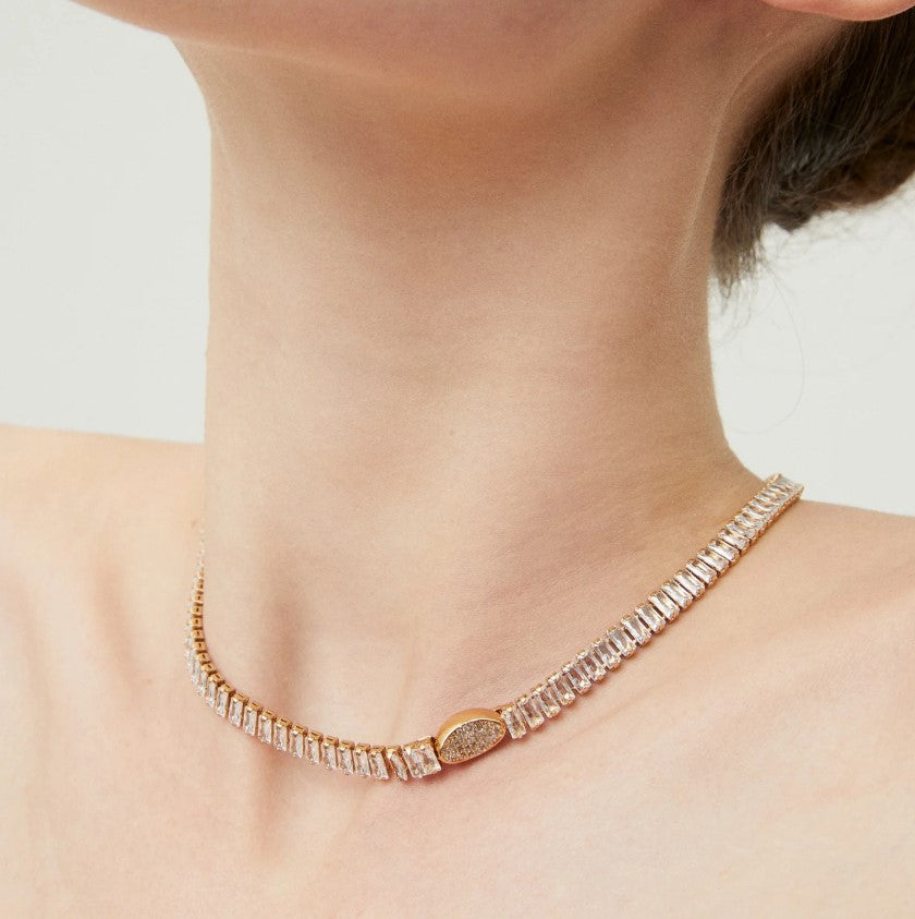 Collier Paillette métal doré