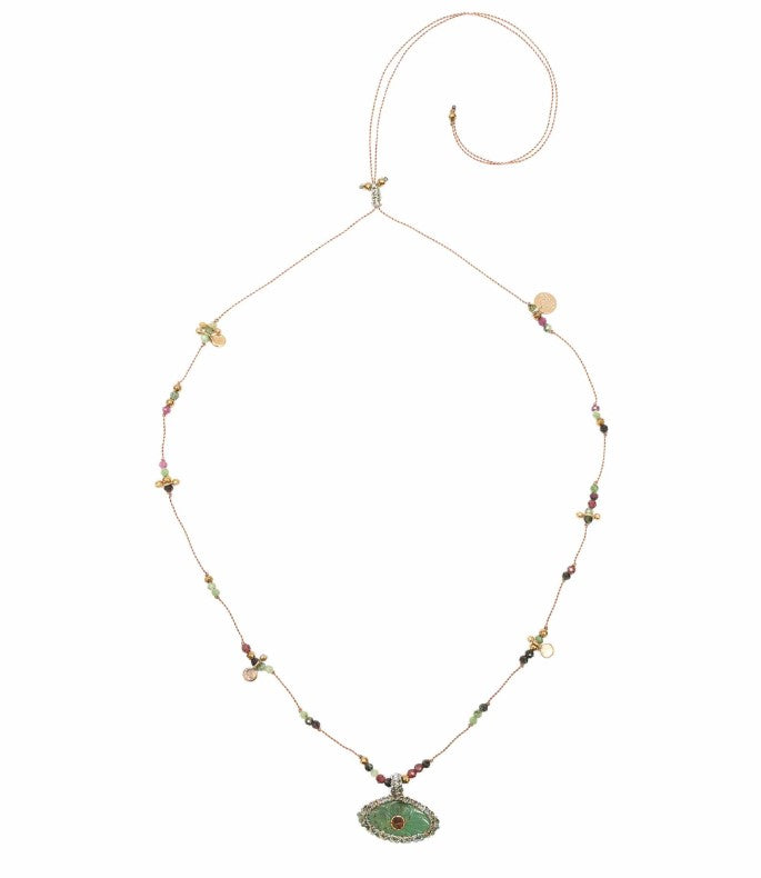 IRIS PRECIOUS Collier Chrysoprase et Rubis zoisite