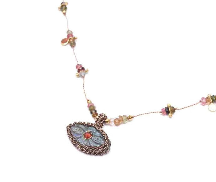 IRIS PRECIOUS Collier Labradorite et Tourmalines