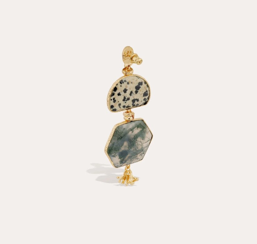 Boucles d'oreilles Silenza - Jaspe Dalmatien & Agate verte