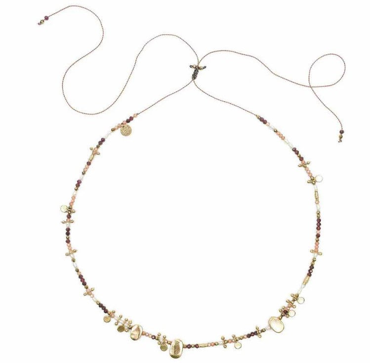 SHIVA Collier perles d'eau douces et grenat