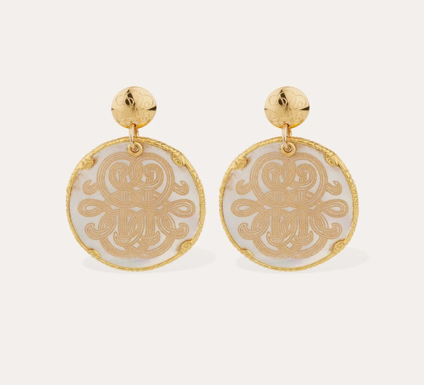 Boucles d'oreilles Sun Diva grand modèle - Nacre blanche