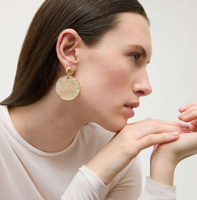 Boucles d'oreilles Sun Diva grand modèle - Nacre blanche