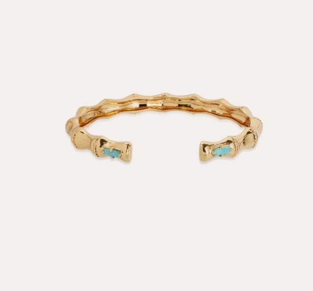 Bracelet Bambou jonc doré - Turquoise