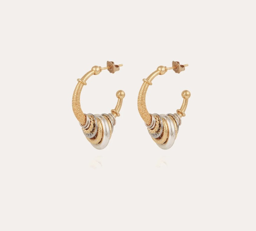 Boucles d'oreilles créoles Maranzana petit modèle bicolore