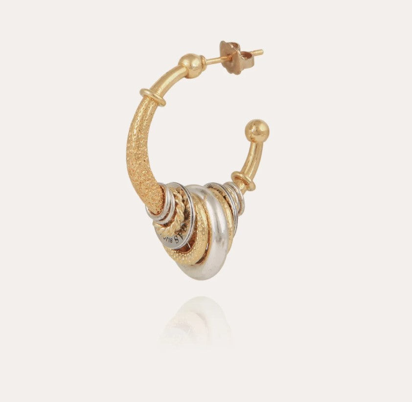 Boucles d'oreilles créoles Maranzana petit modèle bicolore