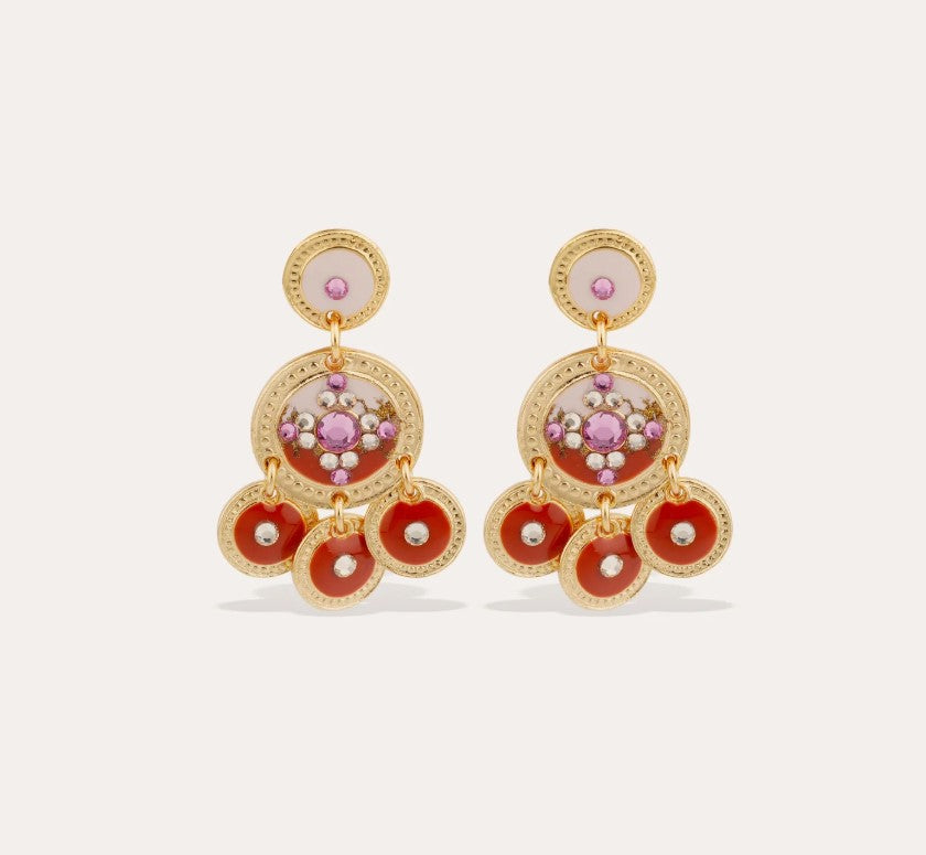 Boucles d'oreilles Sequin émail deux rangs