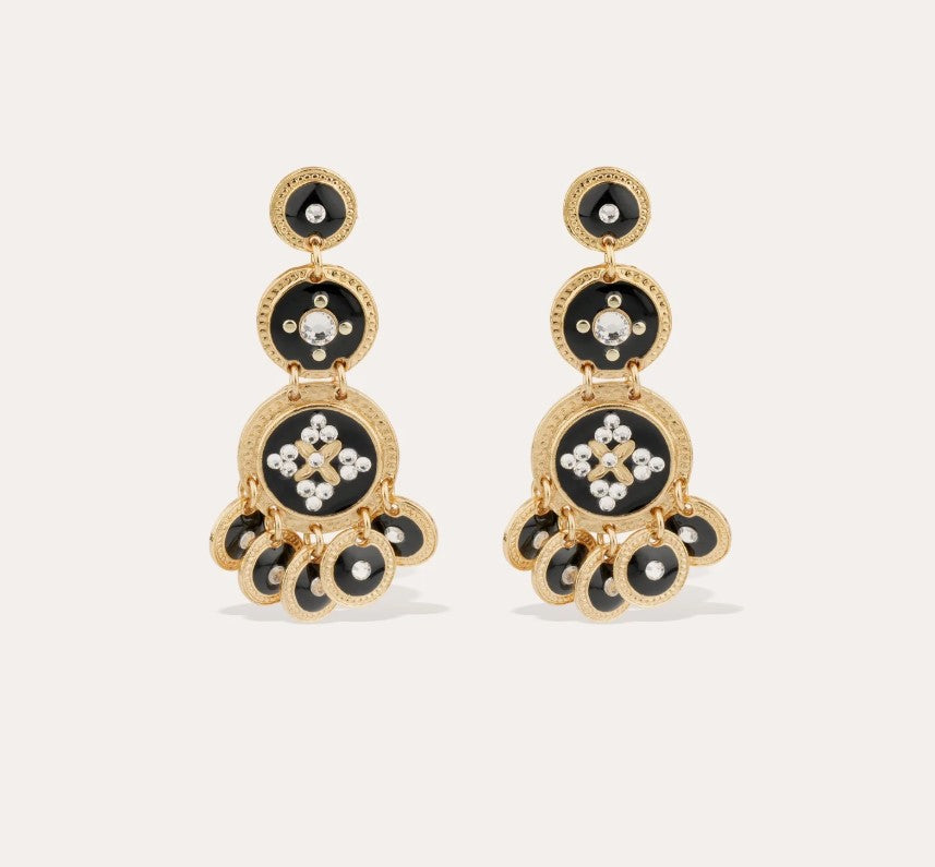 Boucles d'oreilles Sequin émail trois rangs