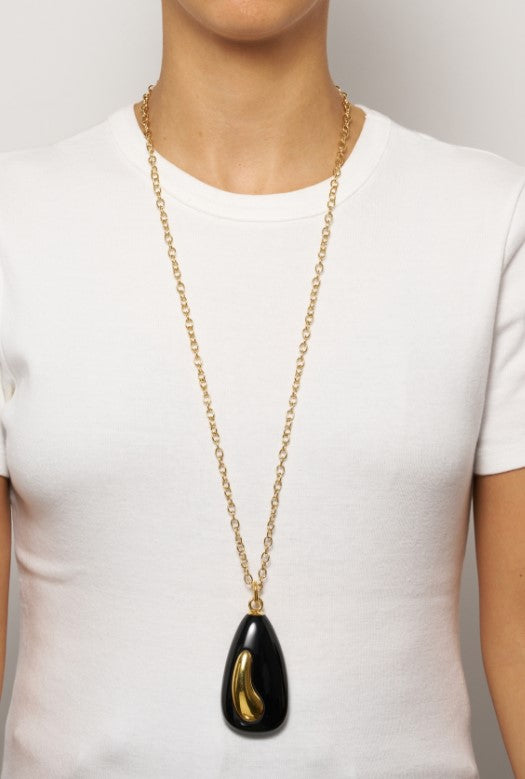 Collier pendentif – « Goutte d’or et d’ivoire »