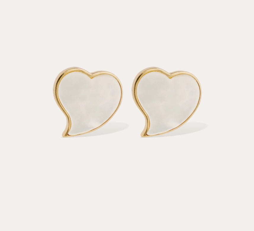 Boucles d'oreilles puces grand modèle - Nacre blanche