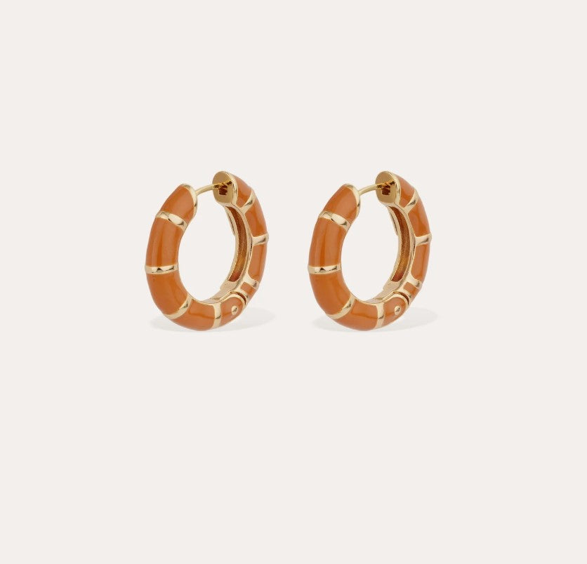 Boucles d'oreilles Bambou mini émail dorées