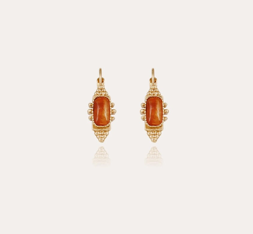 Boucles d'oreilles Serti Talisman - Cornaline