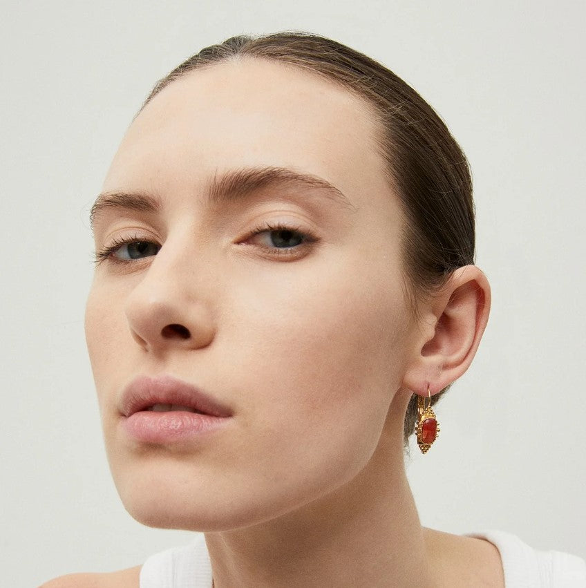 Boucles d'oreilles Serti Talisman - Cornaline