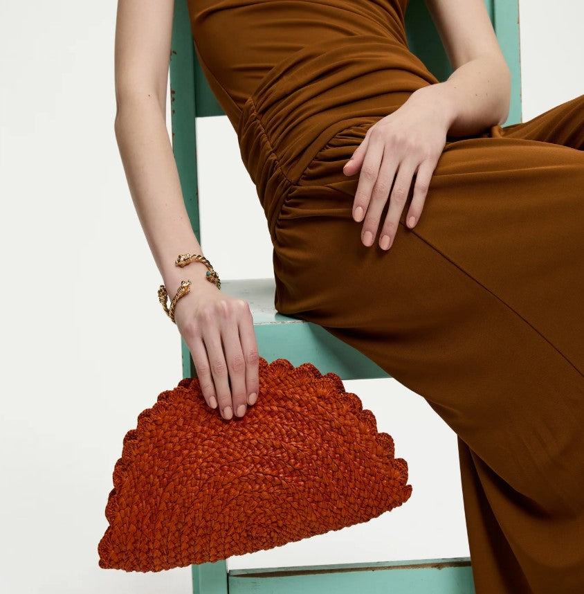 Sac pochette Sun raphia - Orange