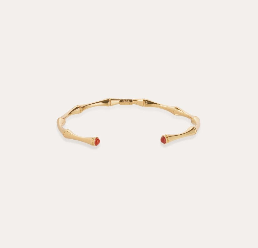 Bracelet Bambou cabochons jonc mini - Cornaline