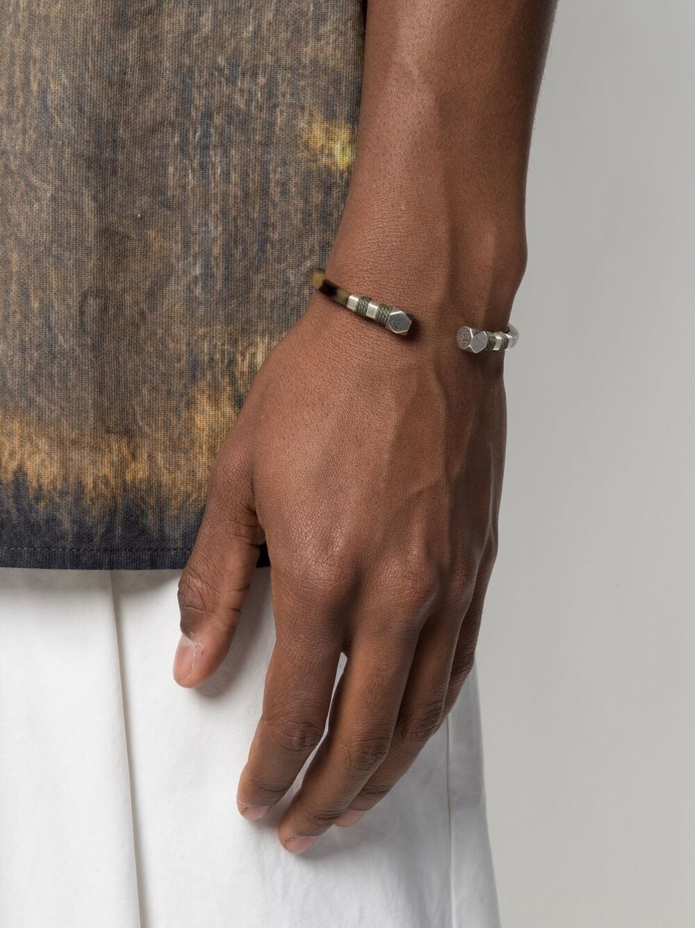 Bracelet Sari Bis homme acétate argent - Écaille