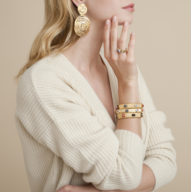 Boucles d'oreilles Wave grand modèle dorées