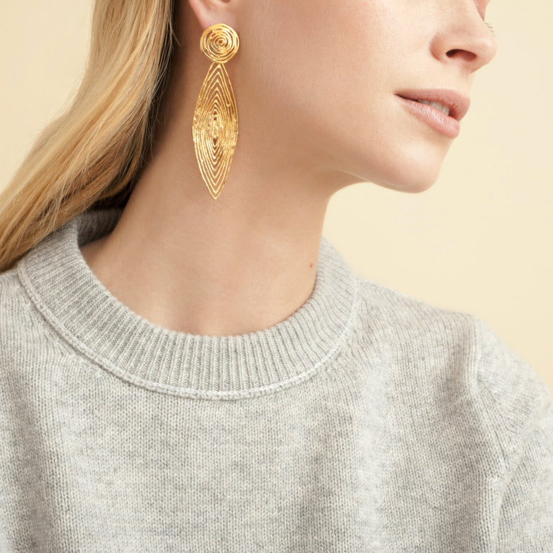 Boucles d'oreilles Longwave petit modèle dorées
